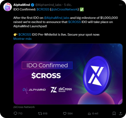 $CROSSAI IDO on AlphaMind